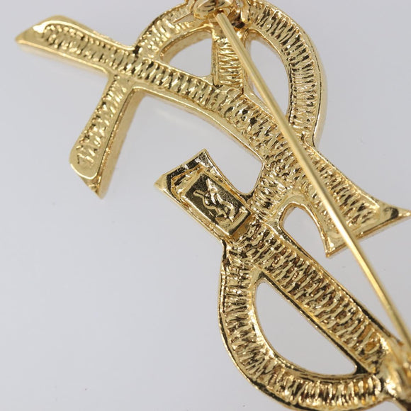 SAINT LAURENT Cassandra Brooch metal Gold Auth yk20754M