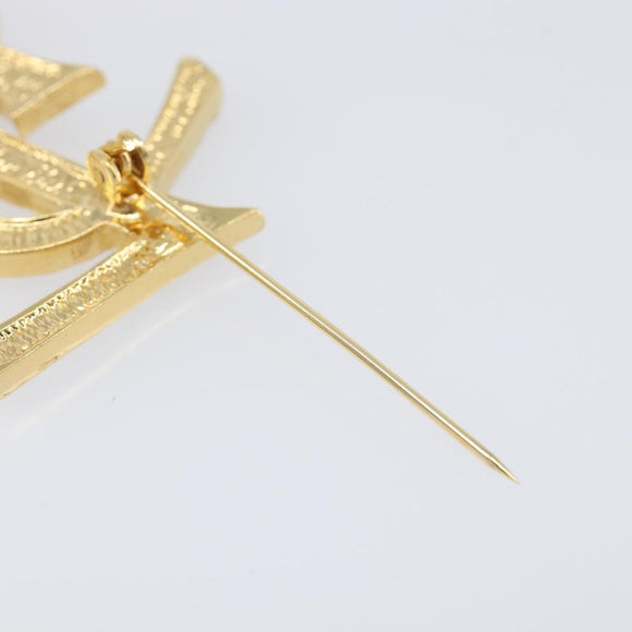 SAINT LAURENT Cassandra Brooch metal Gold Auth yk20754M