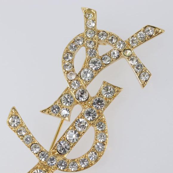 SAINT LAURENT Cassandra Brooch metal Gold Auth yk20754M