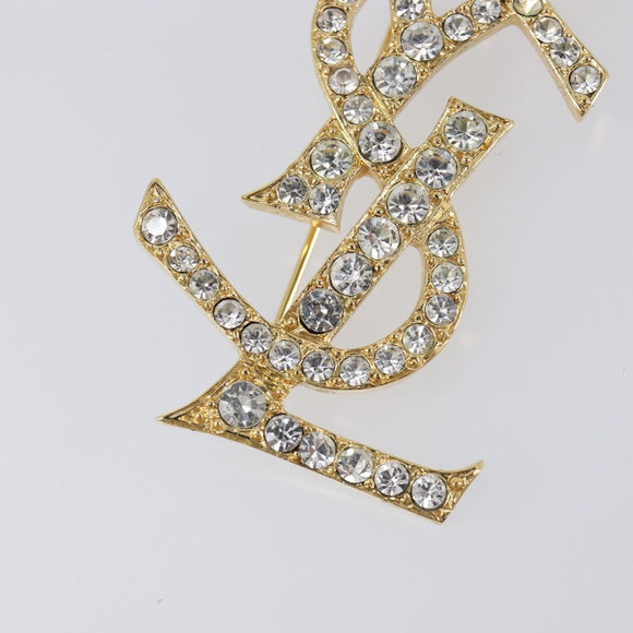 SAINT LAURENT Cassandra Brooch metal Gold Auth yk20754M