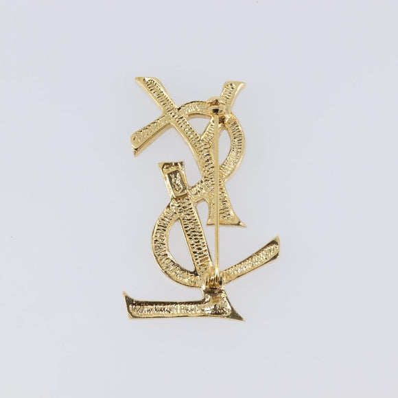 SAINT LAURENT Cassandra Brooch metal Gold Auth yk20754M