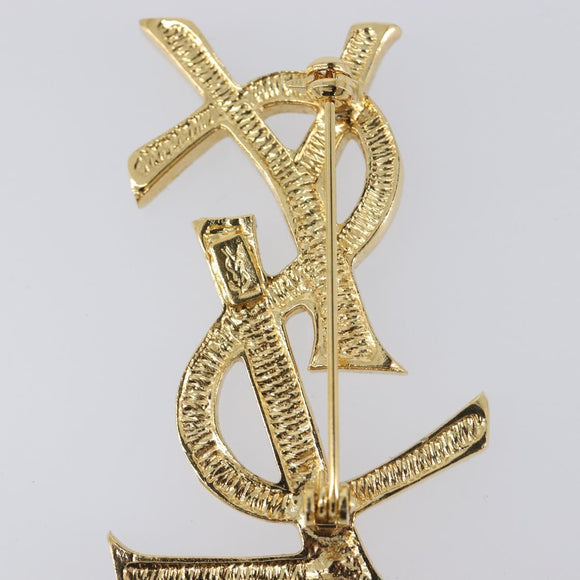 SAINT LAURENT Cassandra Brooch metal Gold Auth yk20754M