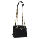 PRADA Chain Shoulder Bag Suede Black Gold Auth yk20760V-1