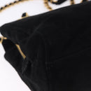 PRADA Chain Shoulder Bag Suede Black Gold Auth yk20760V-16