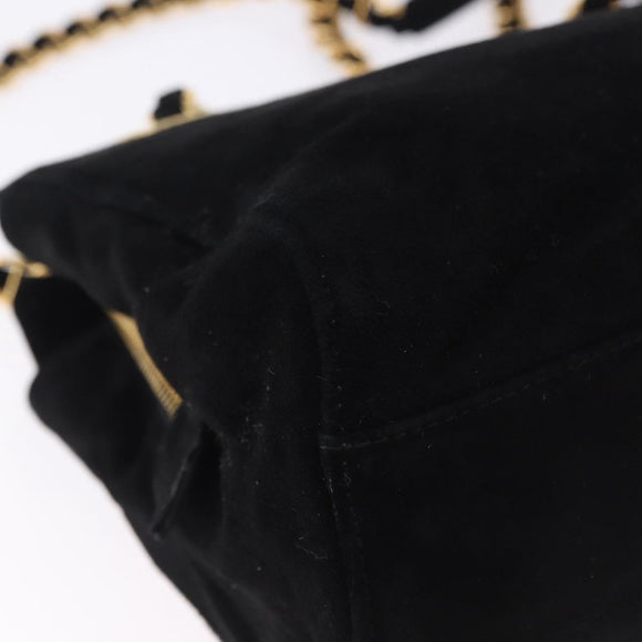PRADA Chain Shoulder Bag Suede Black Gold Auth yk20760V