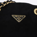 PRADA Chain Shoulder Bag Suede Black Gold Auth yk20760V-17