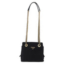 PRADA Chain Shoulder Bag Suede Black Gold Auth yk20760V-13