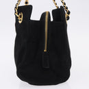 PRADA Chain Shoulder Bag Suede Black Gold Auth yk20760V-3