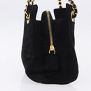PRADA Chain Shoulder Bag Suede Black Gold Auth yk20760V-4