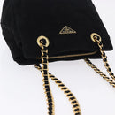 PRADA Chain Shoulder Bag Suede Black Gold Auth yk20760V-6
