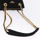 PRADA Chain Shoulder Bag Suede Black Gold Auth yk20760V-7