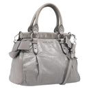 Miu Miu Hand Bag Leather 2way Gray Silver Auth yk20762M-1