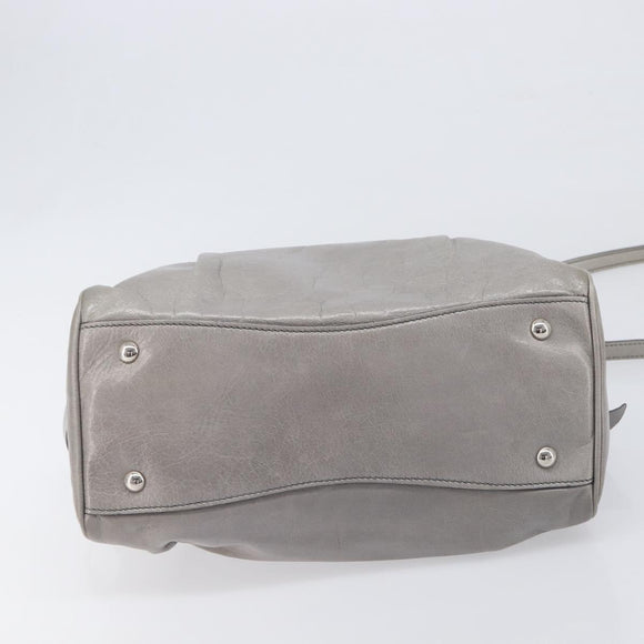 Miu Miu Hand Bag Leather 2way Gray Silver Auth yk20762M