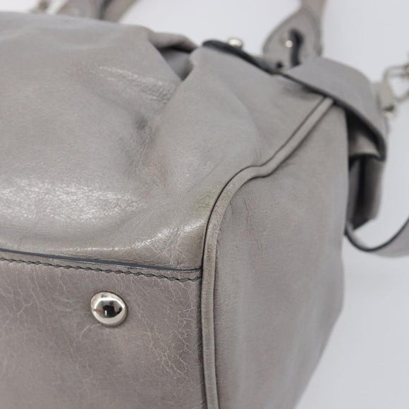 Miu Miu Hand Bag Leather 2way Gray Silver Auth yk20762M