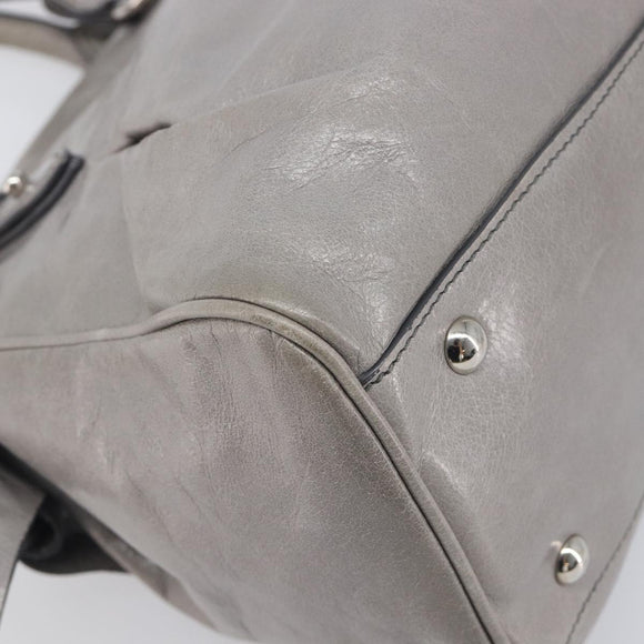 Miu Miu Hand Bag Leather 2way Gray Silver Auth yk20762M