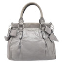 Miu Miu Hand Bag Leather 2way Gray Silver Auth yk20762M-2