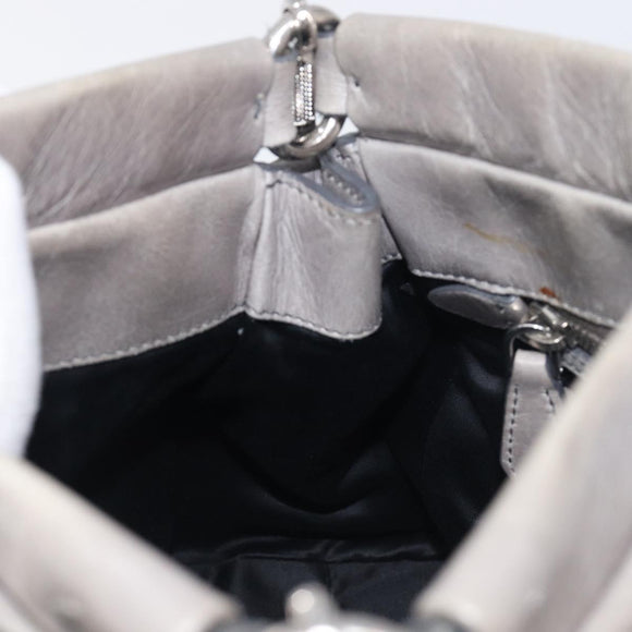 Miu Miu Hand Bag Leather 2way Gray Silver Auth yk20762M
