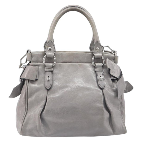 Miu Miu Hand Bag Leather 2way Gray Silver Auth yk20762M