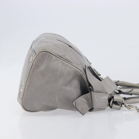 Miu Miu Hand Bag Leather 2way Gray Silver Auth yk20762M