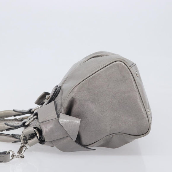Miu Miu Hand Bag Leather 2way Gray Silver Auth yk20762M