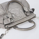 Miu Miu Hand Bag Leather 2way Gray Silver Auth yk20762M-6
