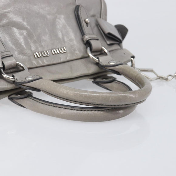 Miu Miu Hand Bag Leather 2way Gray Silver Auth yk20762M