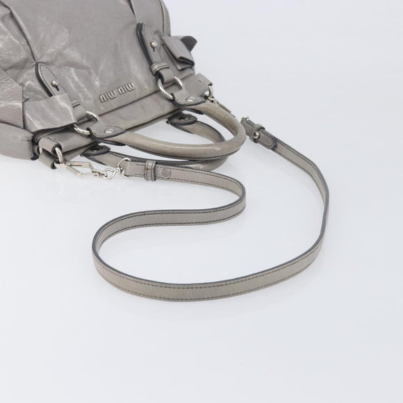 Miu Miu Hand Bag Leather 2way Gray Silver Auth yk20762M