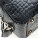 PRADA Hand Bag Embossed Leather Black Silver Auth yk20763SAM-15