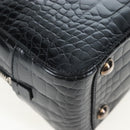 PRADA Hand Bag Embossed Leather Black Silver Auth yk20763SAM-17