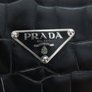 PRADA Hand Bag Embossed Leather Black Silver Auth yk20763SAM-19