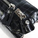 PRADA Hand Bag Embossed Leather Black Silver Auth yk20763SAM-20