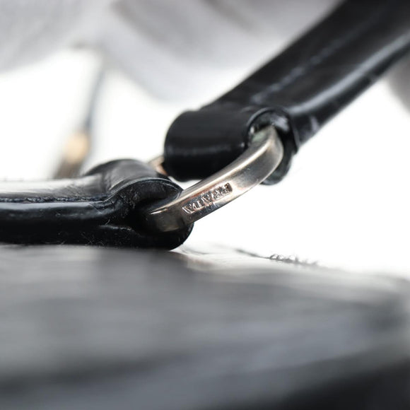PRADA Hand Bag Embossed Leather Black Silver Auth yk20763SAM