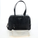 PRADA Hand Bag Embossed Leather Black Silver Auth yk20763SAM-12
