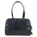 PRADA Hand Bag Embossed Leather Black Silver Auth yk20763SAM-2