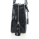PRADA Hand Bag Embossed Leather Black Silver Auth yk20763SAM-4