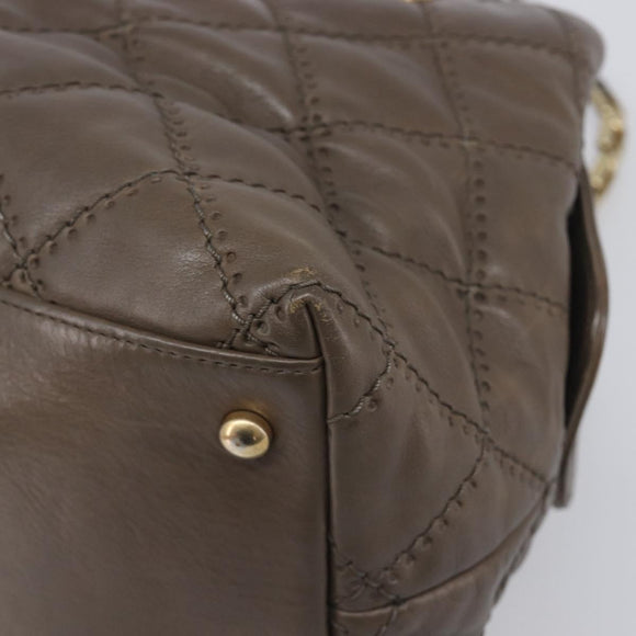 CHANEL Wild Stitch Chain Shoulder Bag Leather Brown Gold CC Auth yk20765V