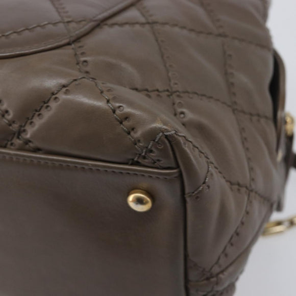 CHANEL Wild Stitch Chain Shoulder Bag Leather Brown Gold CC Auth yk20765V