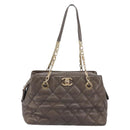 CHANEL Wild Stitch Chain Shoulder Bag Leather Brown Gold CC Auth yk20765V-13