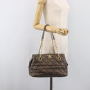 CHANEL Wild Stitch Chain Shoulder Bag Leather Brown Gold CC Auth yk20765V-24