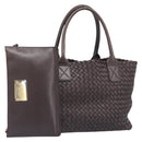 BOTTEGA VENETA INTRECCIATO Cabas PM Hand Bag Leather Brown 141498 Auth yk20767V-1