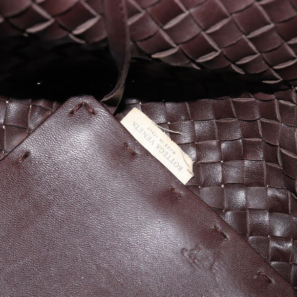 BOTTEGA VENETA INTRECCIATO Cabas PM Hand Bag Leather Brown 141498 Auth yk20767V