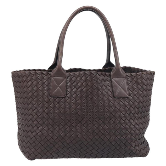 BOTTEGA VENETA INTRECCIATO Cabas PM Hand Bag Leather Brown 141498 Auth yk20767V