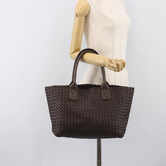 BOTTEGA VENETA INTRECCIATO Cabas PM Hand Bag Leather Brown 141498 Auth yk20767V