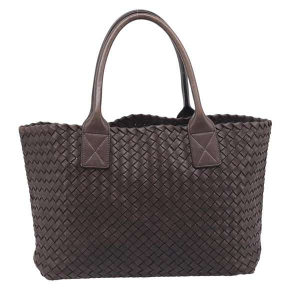 BOTTEGA VENETA INTRECCIATO Cabas PM Hand Bag Leather Brown 141498 Auth yk20767V