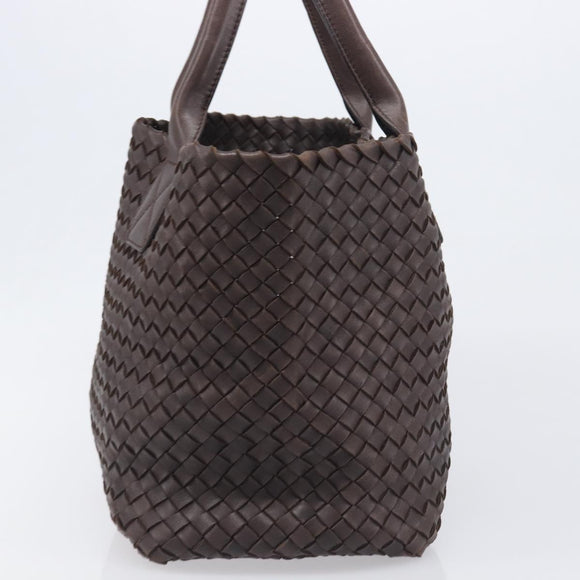 BOTTEGA VENETA INTRECCIATO Cabas PM Hand Bag Leather Brown 141498 Auth yk20767V