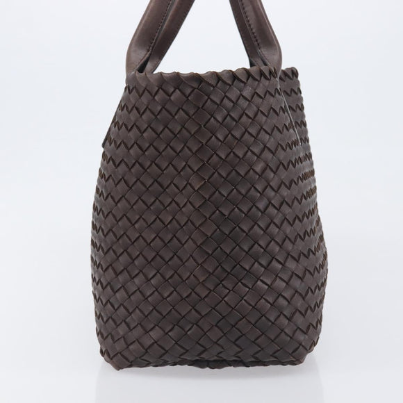 BOTTEGA VENETA INTRECCIATO Cabas PM Hand Bag Leather Brown 141498 Auth yk20767V
