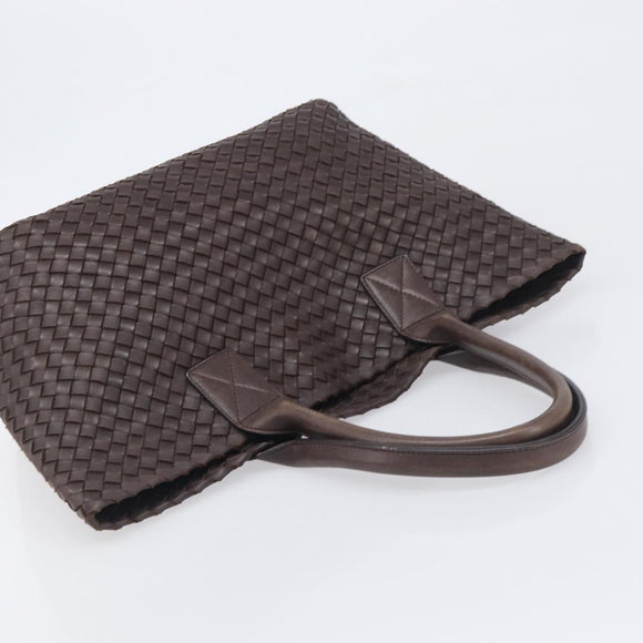BOTTEGA VENETA INTRECCIATO Cabas PM Hand Bag Leather Brown 141498 Auth yk20767V