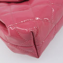 CHANEL Matelasse Chain Shoulder Bag Patent leather Pink Silver CC Auth yk20768V-16