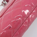 CHANEL Matelasse Chain Shoulder Bag Patent leather Pink Silver CC Auth yk20768V-8
