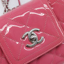 CHANEL Matelasse Chain Shoulder Bag Patent leather Pink Silver CC Auth yk20768V-18